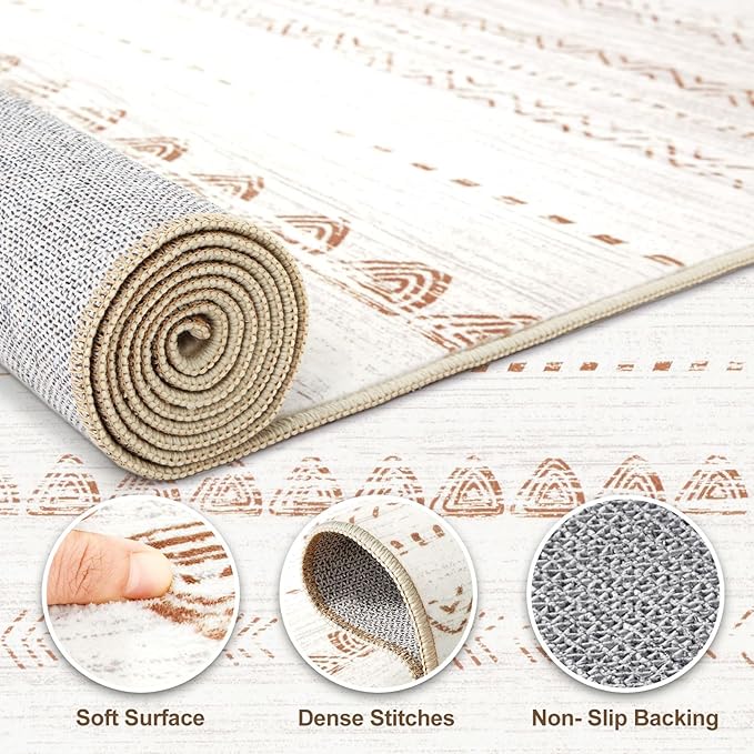 10x12 Area Rug Living Room: Washable Boho Large Neutral Modern Soft Stain Resistant Farmhouse Indoor Floor Rug Non Slip Accent Carpet for Bedroom Nursery Kids Playroom Office Dining Room- Brown