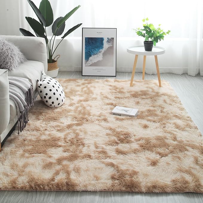 9X12 Large Area Rugs for Living Room Bedroom,Big Shag Rug for Bedroom Dorm,Soft Fluffy Indoor Carpet Nursery Rugs for Kids Girls Room Home Decor,Camel