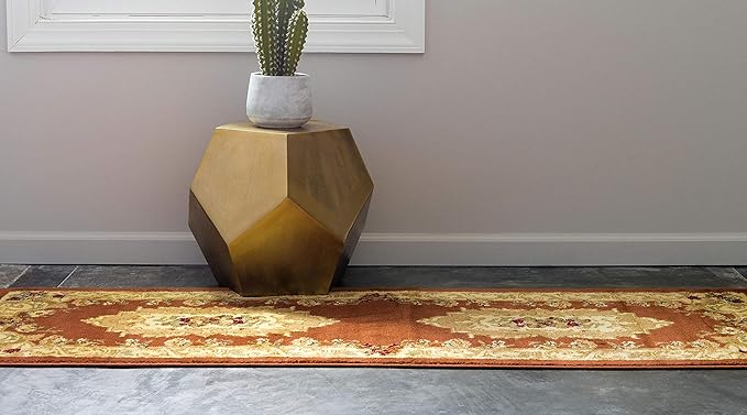 Unique Loom Versailles Collection Traditional Classic Floral Motif Area Rug (2' 2 x 6' 0 Runner, Terracotta/ Ivory)