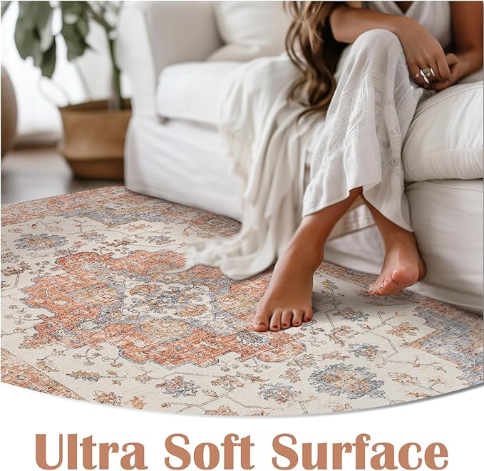 jinchan Runner Rug 2x5 Vintage Hallway Rug Boho Washable Runner Floral Medallion Retro Lightweight Non Slip Classic Thin Soft Carpet for Kitchen Bedroom Bathroom Laundry Room Doorway Brick Red