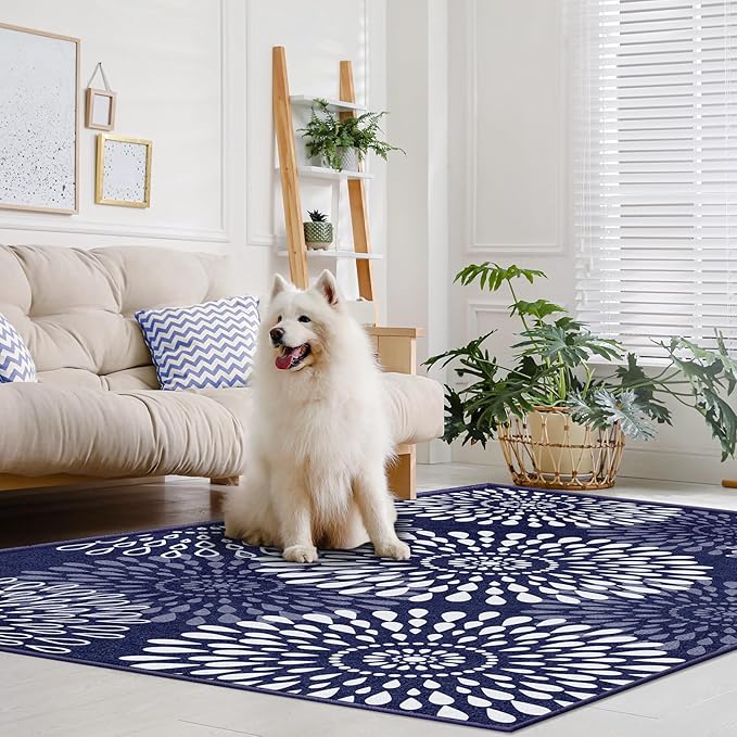 LuxStep Area Rug, 2'x3' Entryway Rug, Non-Slip Washable Hallway Runner Rug, Ultra-Thin Foldable Indoor Carpet for Kitchen Bedroom Bathroom, Blue