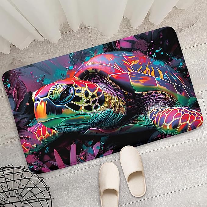 Sea Turtles Rug - Seafloor Turtle Area Rug for Kids Colorful Ocean Life Turtles Carpet Rugs for Bedroom Living Room Kids Room Decor, 35 in x 23 in