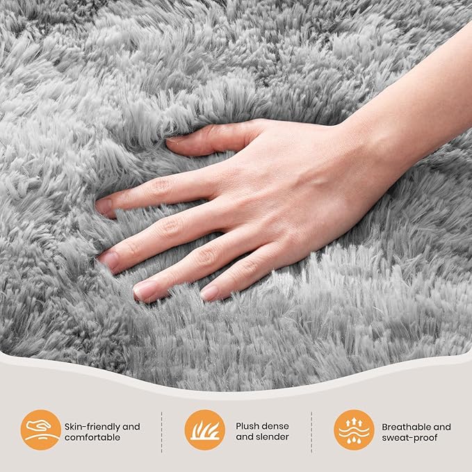 Zentavio Area Rugs for Living Room Rugs for Bedroom 4x6 Carpet Fluffy Fuzzy Soft Shag Aesthetic Plush High Pile Gray Throw Rug for Nursery Kids Room Dorm Waved Grey