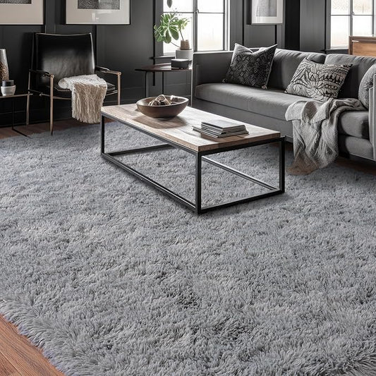 5'x7' Super Fluffy Rug for Bedroom, Modern Shag Grey Area Rugs, Soft and Cozy Plush Large Carpet for Kids, Girls Boys and Teens Decorations for Living Room Dorm Nursery Classroom, Grey
