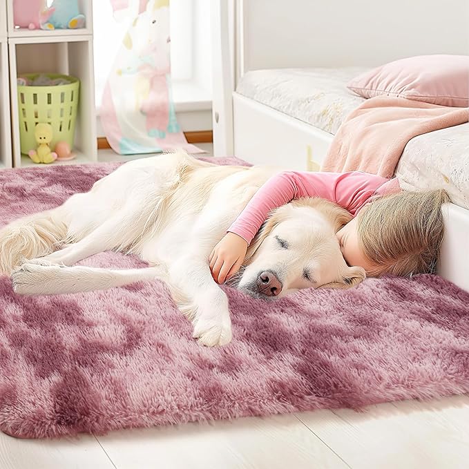 Sour Lemon 8x10 Area Rugs for Bedroom, Living Room Fluffy Rug, Large Area Rug Shag Shaggy Carpet Soft Plush Furry Bedside Rugs, Machine Washable Area Rugs for Kids Girls Boys Home Decor Anti Slip