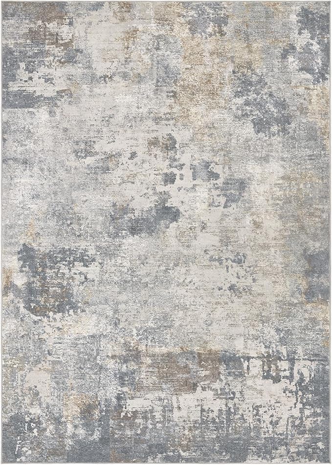 9x12 Area Rug Living Room Rugs - Washable Neutral Modern Abstract Soft Thin Large Rug Indoor Floor No Slip Rug Carpet for Bedroom Under Dining Table Home Office Decor - Blue Grey