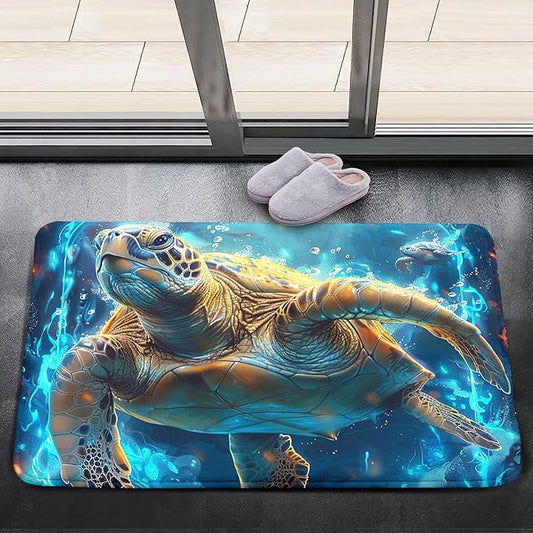 Sea Turtles Rug - Seafloor Turtle Area Rug for Kids 35" L x 23" W Deep Ocean Life Turtles Carpet Rugs for Bedroom Living Room Kids Room Decor