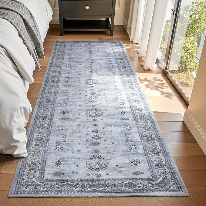 AMOAMI Vintage 2X6 Runner Rug Non Slip Soft Runners for Hallways Machine Washable Hallway Runner Bedside Rugs for Bedroom Long Rug for Hallways Entryway Laundry Room Kitchen Bathroom
