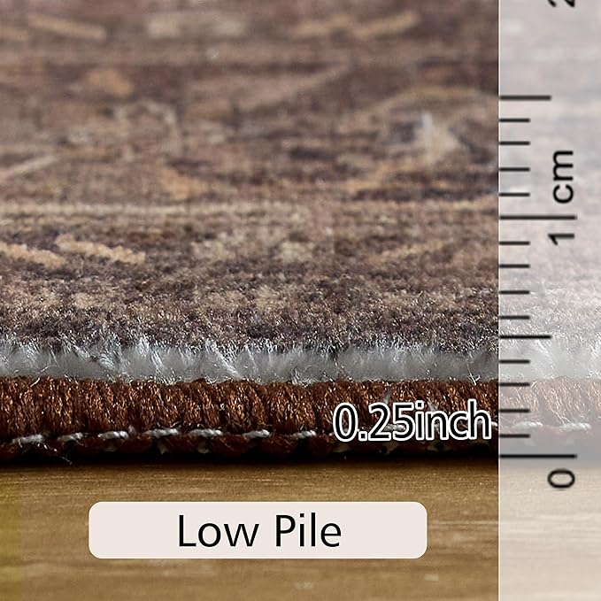 2x6 ft Runner Rug - Washable Boho Area Rug, Non-Slip Indoor Outdoor Carpet for Kitchen, Hallway, and Entryway