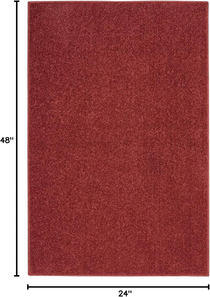 Nourison Essentials Indoor/Outdoor Brick Red 2' x 4' Area Rug, Easy Cleaning, Non Shedding, Bed Room, Living Room, Dining Room, Backyard, Deck, Patio (2x4)