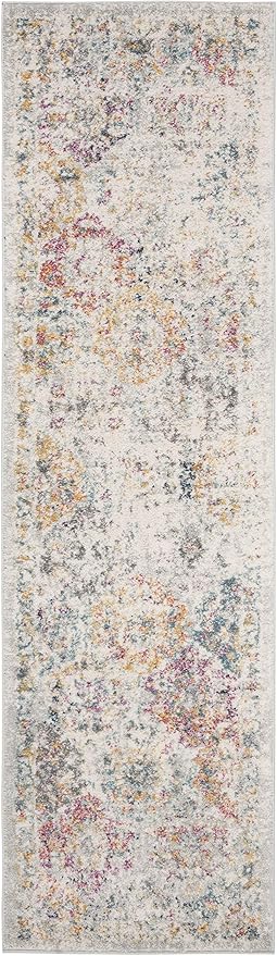 SAFAVIEH Madison Collection Runner Rug - 2'3" x 20', Grey & Gold, Boho Chic Distressed Design, Non-Shedding & Easy Care, Ideal for High Traffic Areas in Living Room, Bedroom (MAD611F)