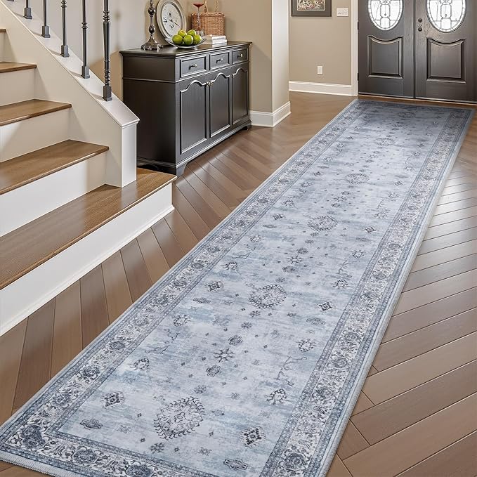 AMOAMI Vintage 3X10 Runner Rug Non Slip Soft Runners for Hallways Washable Hallway Runner Bedside Rugs for Bedroom Long Rug for Hallways Entryway Laundry Room Stair Kitchen Bathroom