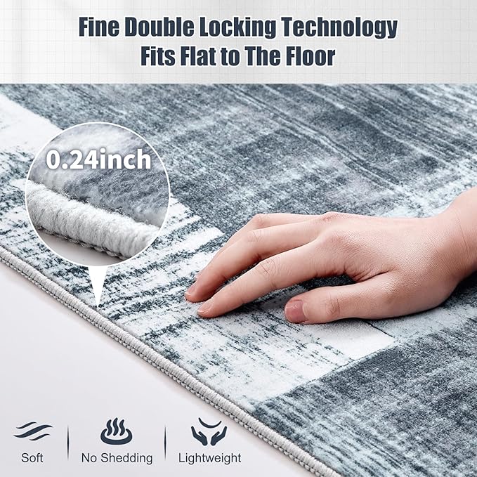 Small Area Rug 2x3 Low Pile Machine Washble Rug, Stain Resistant Front Door Mat with Non Slip Backing for Home Indoor Outdoor, No Shedding Abstract Doormat