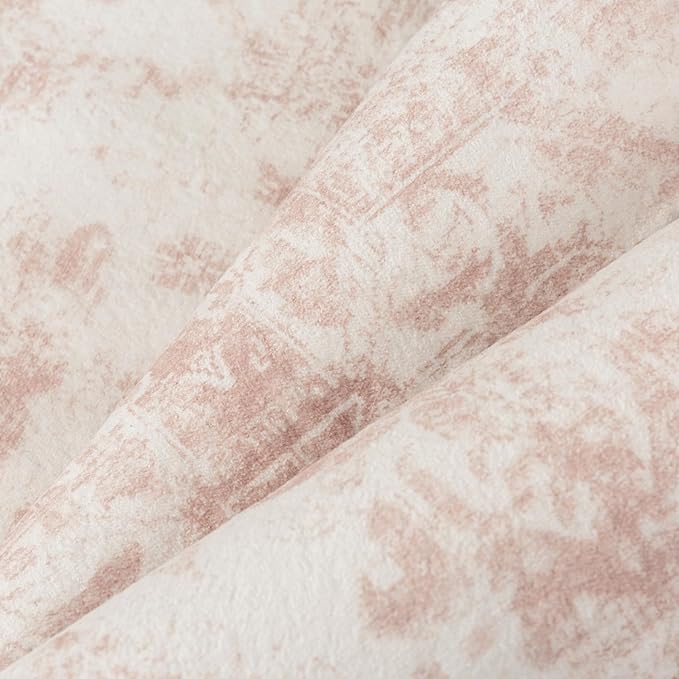 Washable Rug 6x9 Area Rug for Living Room Pink Vintage Boho Medallion Large Distressed Retro Carpet Non Slip Indoor Low Pile Small Soft Bedroom Dining Room Home Office