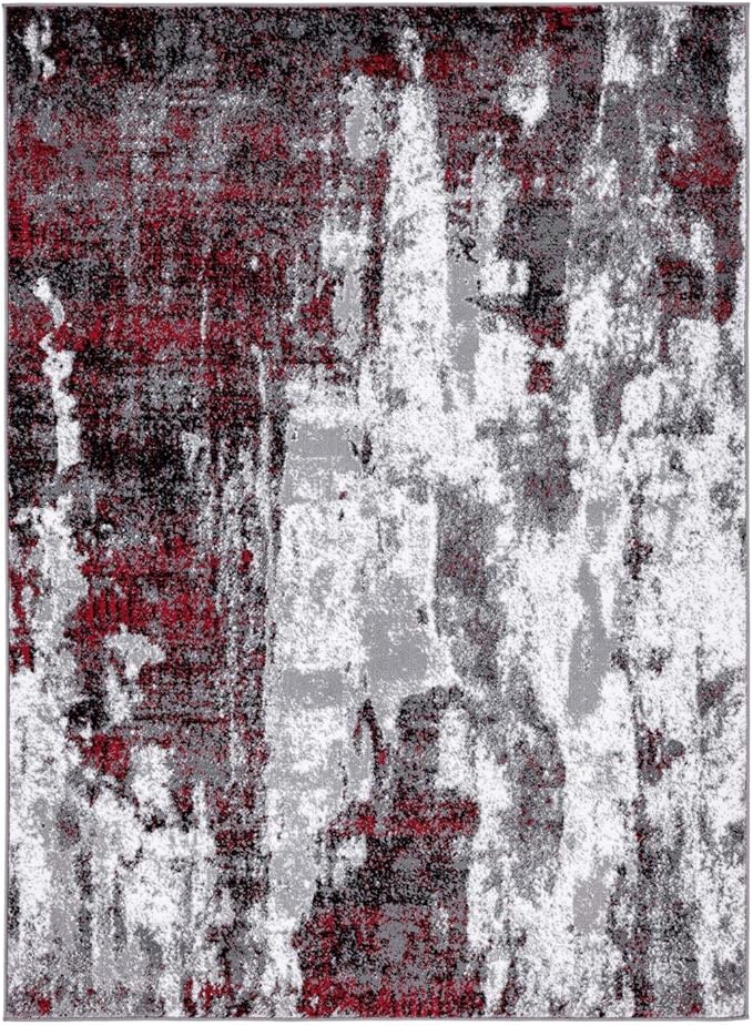 LUXE WEAVERS Modern Abstract Art Red 2x3 Area Rug