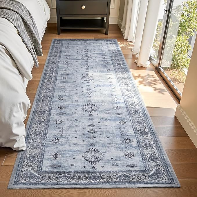 AMOAMI Vintage 3X10 Runner Rug Non Slip Soft Runners for Hallways Washable Hallway Runner Bedside Rugs for Bedroom Long Rug for Hallways Entryway Laundry Room Stair Kitchen Bathroom