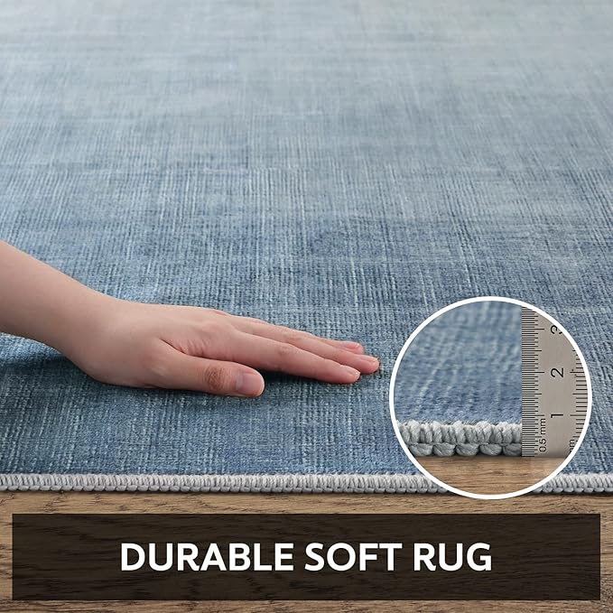 2x8 Runner Rug Machine Washable Non Slip Area Rug Modern Abstract Rug Ultra Soft Floor Runners for Hallways for Entryway Laundry Room Kitchen, Blue