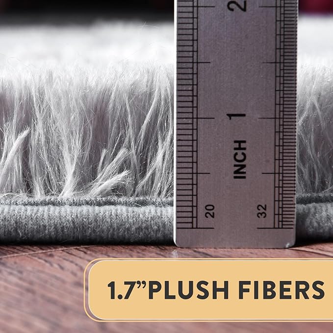 Shaggy Soft Fluffy Rug Non-Slip Indoor Floor Carpet for Living Room Anti-Skid Indoor Plush Carpet for Living Room, Height Pile 1.4" Plush Rug Tie-Dyed Light Grey 2x3 Feet