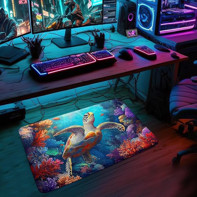 Sea Turtles Rug - Seafloor Turtle Area Rug for Kids Coral Ocean Life Turtles Carpet Rugs for Bedroom Living Room Kids Room Decor, 2x3 Feet