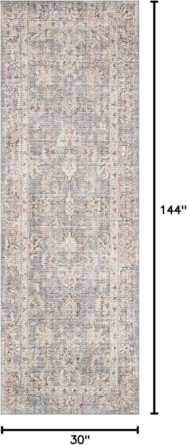 Loloi II Skye Collection SKY-01 Grey/Apricot 2'-6" x 12'-0" Runner Rug