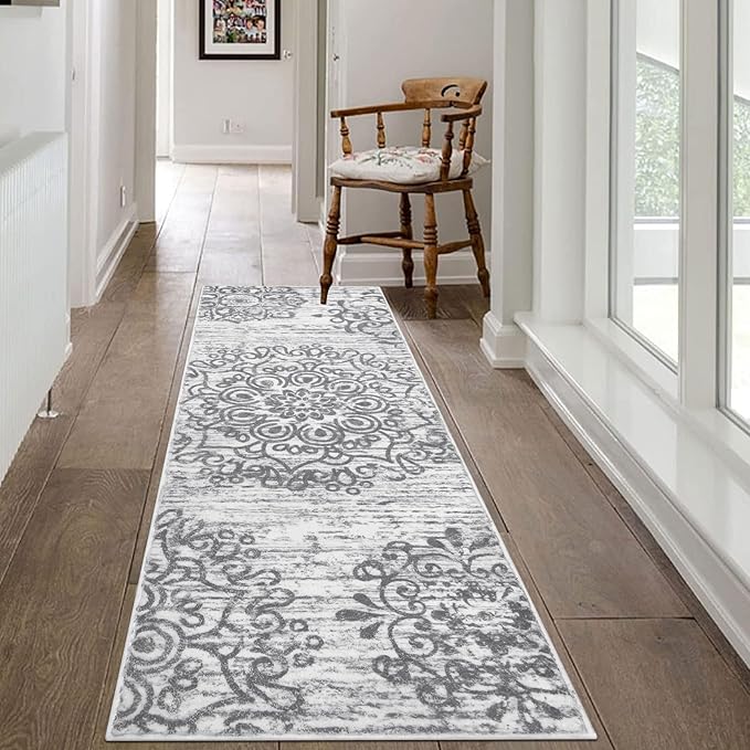 HEBE Hallway Runner Rug 2'x6' Washable Vintage Distressed Area Rugs Non Slip Laundry Rug Runner Boho Floor Carpet Runners for Hallways Entryway Laundry Room Kitchen Bathroom