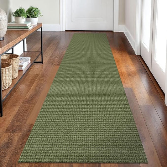 Braided Runner Rug 2x8 Ft Washable Runners for Hallways Non Slip Rubber Backed Kitchen Runners Cotton Entryway Runner Indoor, Woven Floor Carpet for Hall Kitchen Bedroom, Green