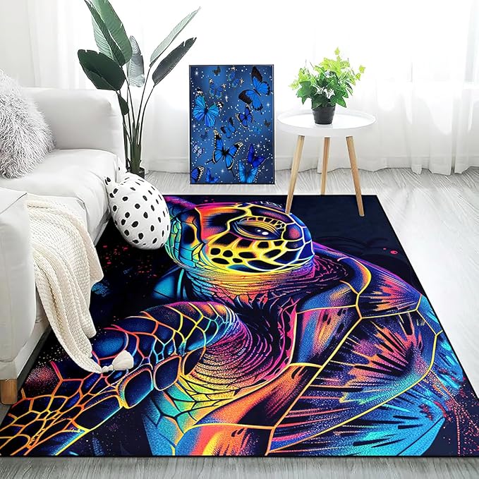 Sea Turtles Rugs for Kids - Sea Turtle Area Rug 4'5"×6' Ocean Life Turtles Carpet for Bedroom Living Room Ocean Turtle Kids Room Decor