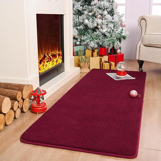 Keeko 2x6 Runner Rug, Bedroom Bedside Runner Rug Small Carpet Living Room Area Throw Rugs for Hallway Soft Indoor Memory Foam Rugs for Teen Kids Classroom Nursery Dorm Laundry Room Decor Red