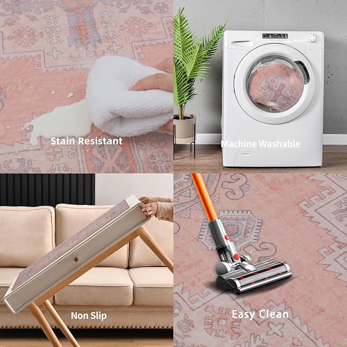 Washable Entryway Runner Area Rug : 2x3ft Stain Resistant Small Entry Rug Boho Doorway Throw Rug Non Slip Laundry Room Floor Carpet for Bedroom Bedside Kitchen Indoor Home Decor Doormat
