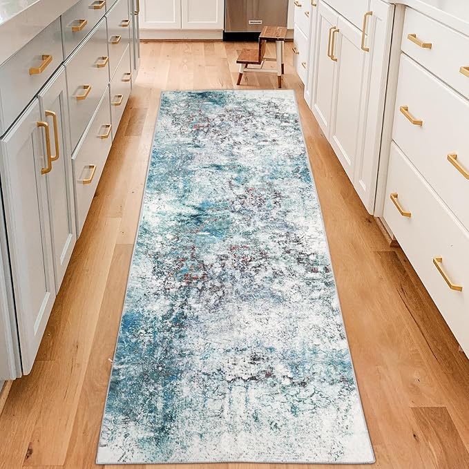 Abstract Runner Rug, 2x6 Washable Hallway Rug Runner Indoor Non-Slip Carpet Runner Soft Low Pile Printed Kitchen Runner Rugs for Entryway Laundry Room Entrance