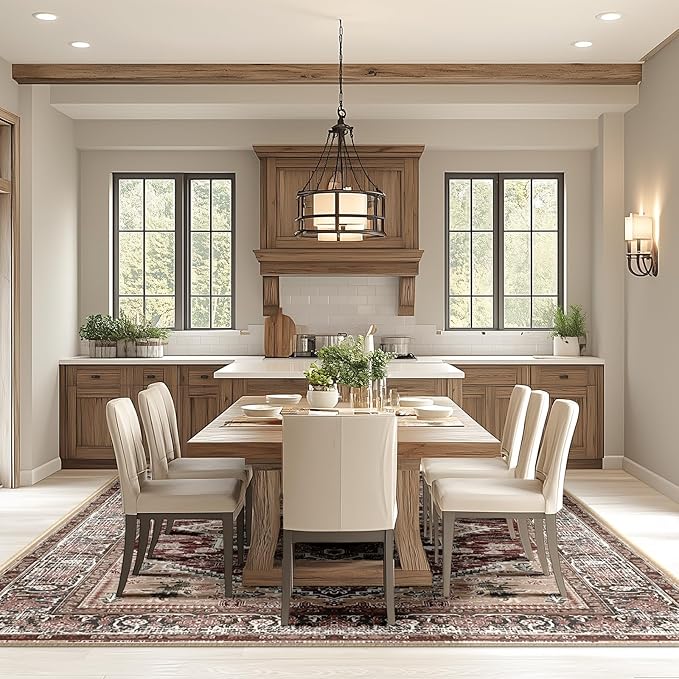 BESTSWEETIE 3x5 Area Rugs for Living Room Washable Non Slip Carpet Low Pile Soft Vintage Print Pattern Rug for Bedroom Dining Room Kitchen Entryway Indoor-Wine/Brown/Brick/Black/Light tan