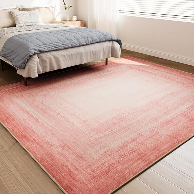 4x6 Pink Area Rugs for Living Room, Machine Washable Non Slip Area Rug Girls Nursery Rug Modern Abstract Indoor Rug Carpet Ultra Soft Rugs for Bedroom Dining Room Playroom Bedside Office