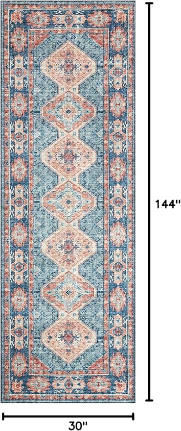 Loloi II Skye Collection SKY-03 Turquoise/Terracotta 2'-6" x 12'-0" Runner Rug