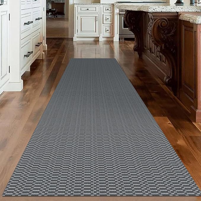 KOZYFLY Washable Runner Rug 3x10 ft Hallway Kitchen Runner Rugs with Rubber Backing Bobo Non Slip Entryway Runner Indoor, Long Carpet Runners for Hall Kitchen Entryway, Grey/Charcoal Grey