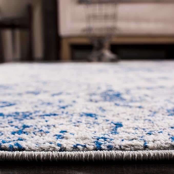 SAFAVIEH Madison Collection Runner Rug - 2'3" x 22', White & Royal Blue, Floral Medallion Distressed Design, Non-Shedding & Easy Care, Ideal for High Traffic Areas in Living Room, Bedroom (MAD611C)
