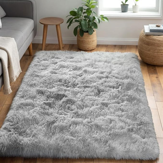 Zentavio Area Rugs for Living Room Small Carpet for Bedroom 3x5 Bedside Washable Soft Fluffy Shag Aesthetic Plush High Pile Throw Rug for Nursery Kids Room Dorm Room