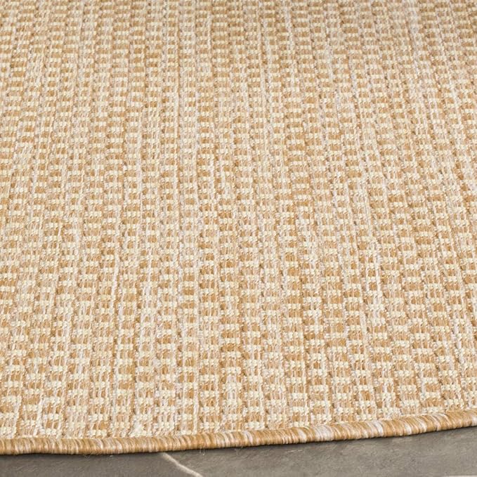 SAFAVIEH Courtyard Collection Area Rug - 7'1 Round, Natural & Cream, Non-Shedding & Easy Care, Indoor/Outdoor & Washable-Ideal for Patio, Backyard, Mudroom (CY8521-03012)