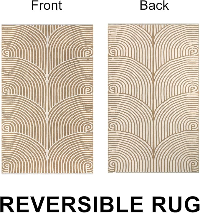 Tiffasea Front Door Mat Entrance Washable Entryway Rug 3'x5' Indoor Door Mat, Cotton Woven Tan Outdoor Porch Rug Reversible Entry Carpet Outside for Patio Bedroom Kitchen
