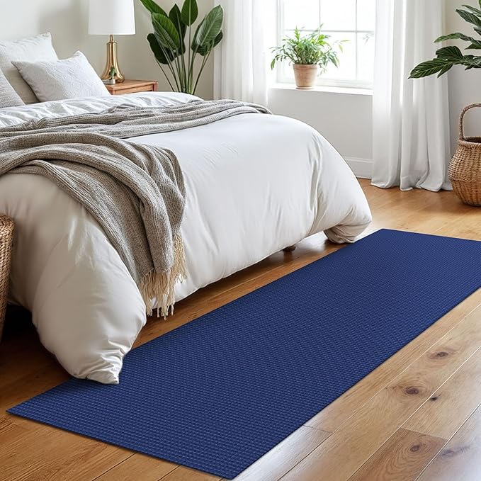 Braided Runner Rug 2x7 Ft Washable Runners for Hallways Kitchen Runner Rug Rubber Backed Cotton Entryway Runner Indoor, Woven Floor Carpet for Hall Kitchen Bedroom, Royal Blue/Navy