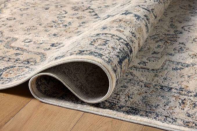 Loloi II Teagan Collection TEA-01 Natural/Lt. Grey 2'-8" x 4', .25" Thick, Accent Rug, Soft, Durable, Neutral, Woven, Low Pile, Non-Shedding, Easy Clean, Living Room Rug