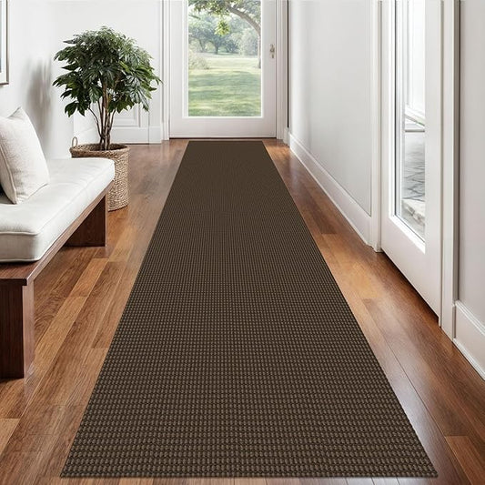 Braided Runner Rug 2x12 Ft Washable Runners for Hallways Non Slip Rubber Backed Kitchen Runners Cotton Extra Long Entryway Runner Indoor, Woven Carpet for Hall Entryway, Brown