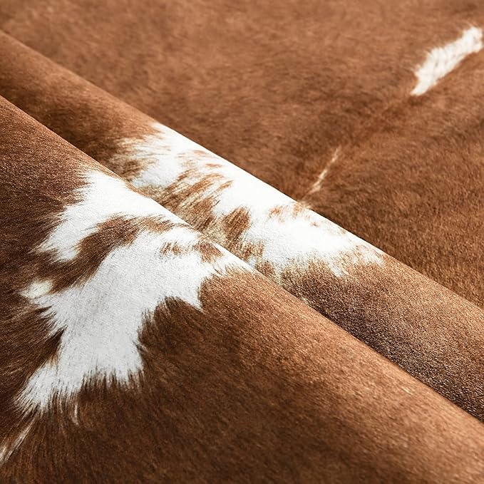 BENRON Premium Cowhide Rug Large, Faux Cow Hide Rugs for Living Room Bedroom Western Home Decor, Non Slip Cute Rug with Irregular Animal Skins and Hides, Khaki Brown, 7.8 x 9.5ft