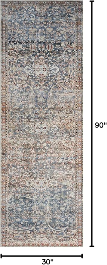 Loloi Chris Loves Julia Jules Collection JUL-06 Denim/Spice 2'-6'' x 7'-6'', .13" Pile Height, Runner Rug