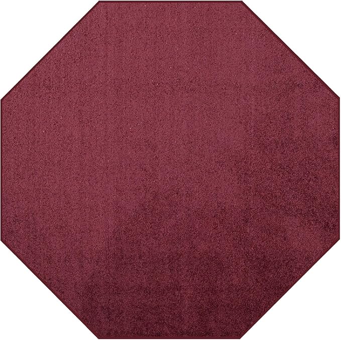 Furnish my Place Modern Indoor/Outdoor Commercial Solid Color Rug - Cranberry, 9' Octagon, Pet and Kids Friendly Rug. Made in USA, Area Rugs Great for Kids, Pets, Event, Wedding