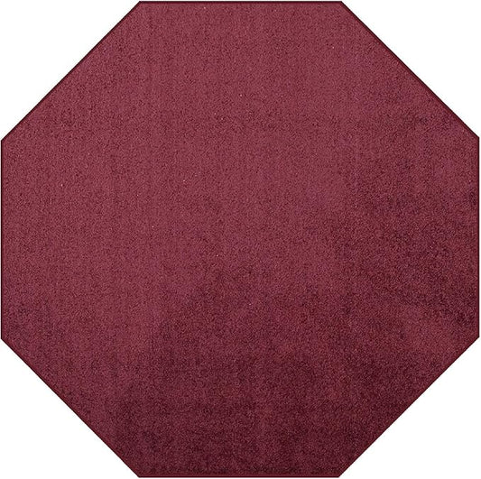Furnish my Place Modern Indoor/Outdoor Commercial Solid Color Rug - Cranberry, 9' Octagon, Pet and Kids Friendly Rug. Made in USA, Area Rugs Great for Kids, Pets, Event, Wedding