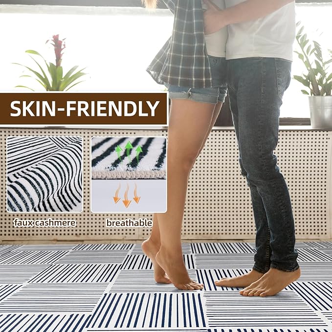 2x3 Door Mat Washable Rug Non-Slip and Stain Proof, Black and White Stripes Small Rug Indoor Doormat for Bedroom Kitchen Bathroom Entryway