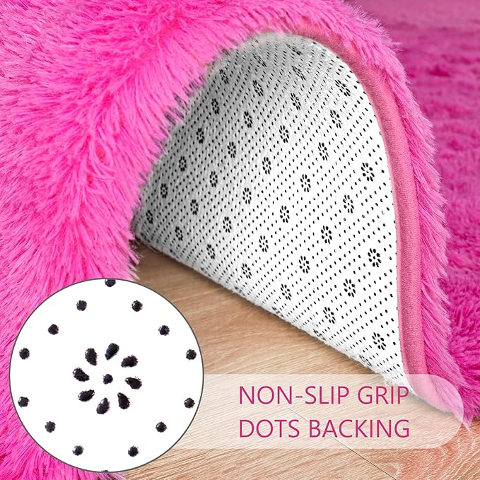 Noahas Hot Pink Runner Rug for Hallway,2'x6' Long Area Rugs for Bedroom Living Room,Non Slip Thick Shag Carpet for Entryway Nursery Bedside Kids Girls Room Home Decor