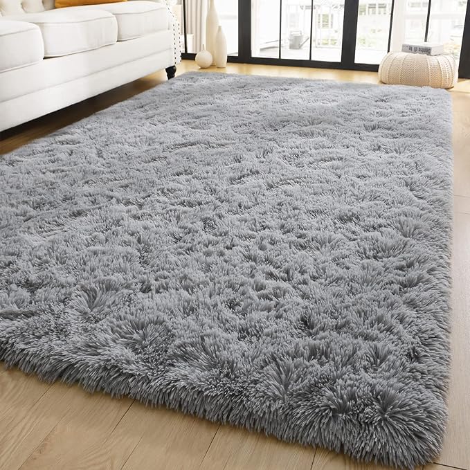 YJ.GWL Area Rugs for Bedroom, 2x3 Door Mat Washable Small Grey Bedside Rug,Fluffy Shaggy Entryway Rugs for Living Room, Shag Indoor Floor Carpet for Kids Boy and Girls, Home Decor Aesthetic