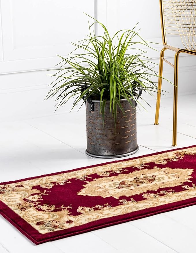 Unique Loom Versailles Collection Traditional Classic Floral Motif Area Rug (2' 0 x 8' 0 Runner, Burgundy/Ivory)