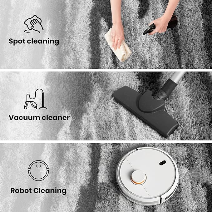 Zentavio Area Rugs for Living Room Rugs for Bedroom 4x6 Carpet Fluffy Fuzzy Soft Shag Aesthetic Plush High Pile Gray Throw Rug for Nursery Kids Room Dorm Waved Grey